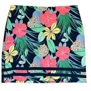 Talbots Petite Tropical Floral Womens Skirt 14P Coastal Office
